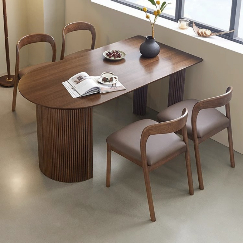 Mesa de comedor de madera sólida nórdica simple mesa de comedor rectangular pequeña casa comedor contra la pared