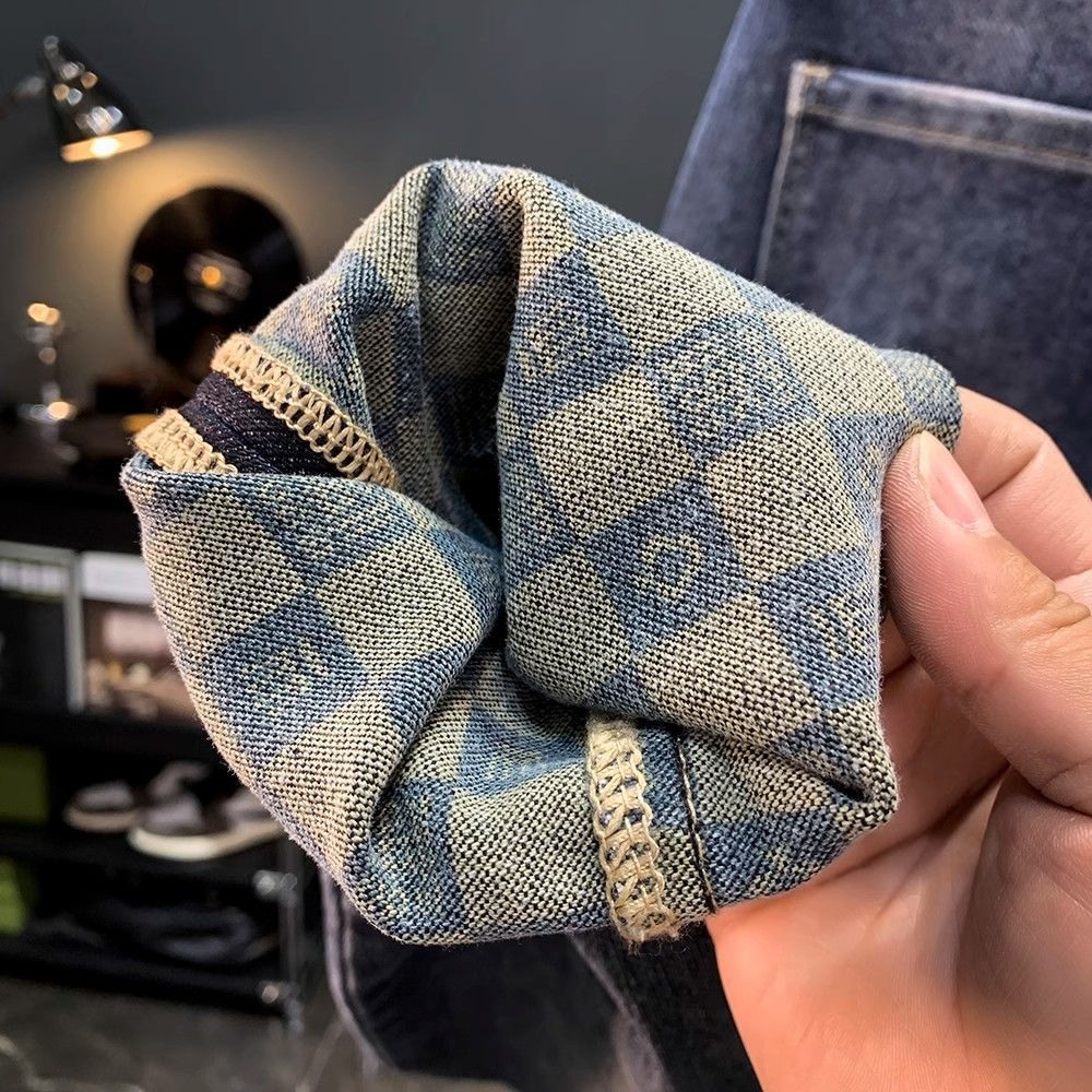 2024 Spring Jeans Men's Korean Edition Trendy Embroidery Fit Slim Straight Leg Fashion Versatile Casual Pants_mkmklike.com