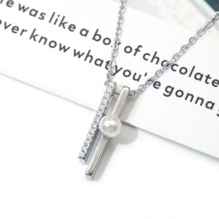 High-grade Necklace Accessories Vertical Beads S925 Silver and White Gold Inlaid with D Color Moissanite Women's Fashion Necklace