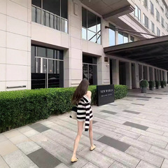 条纹套头毛衣女2025秋季设计感绑带宽松撞色气质露肩针织衫