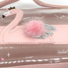 Fresh transparent pencil case for elementary school students, polyurethane handheld cute swan with letters