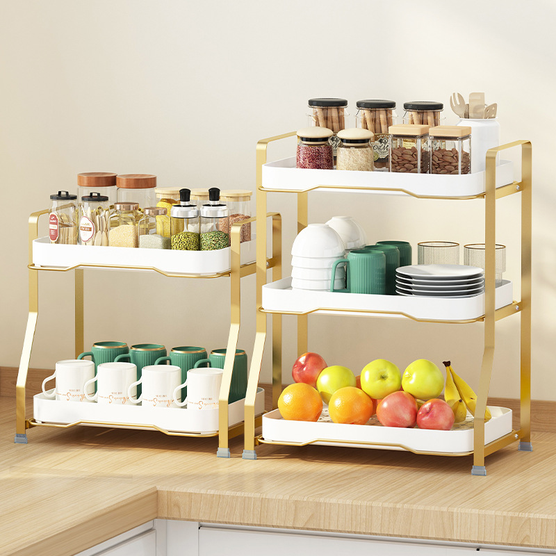 컵 보관 랙 거실 주방 찻잔 랙 더블 레이어 배수 트레이 가정용 유물 데스크탑 스토리지 랙