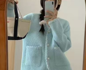 秋冬时尚撞色条纹棒球领拉链开衫毛衣女时尚通勤长袖针织衫外套|undefined
