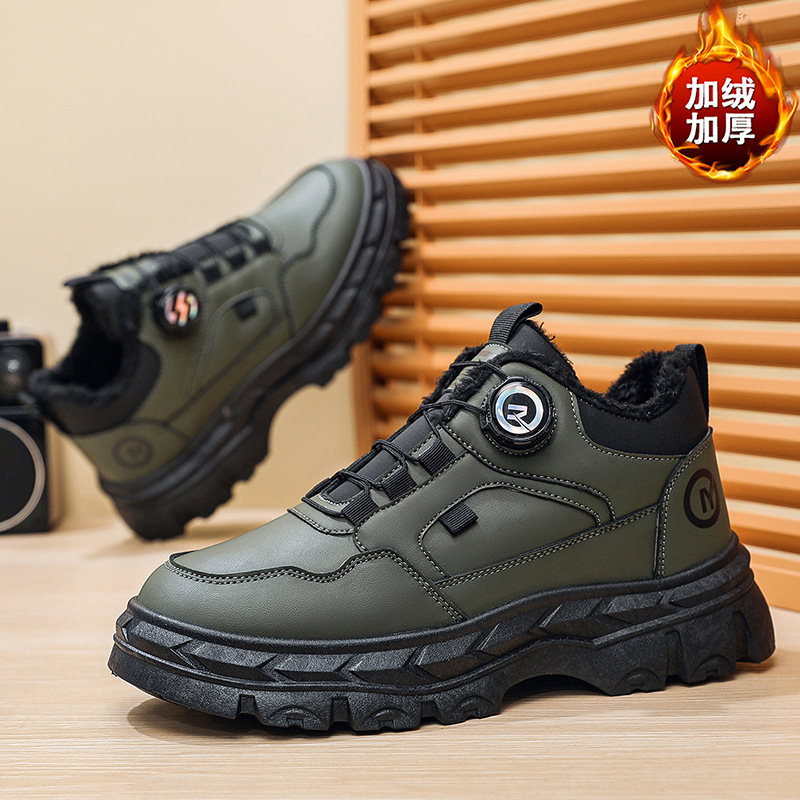 2025 nuevos zapatos de trabajo transpirables para hombres de otoño y invierno zapatos de hombre tendencia universal botas Martin zapatos de suela gruesa para hombres