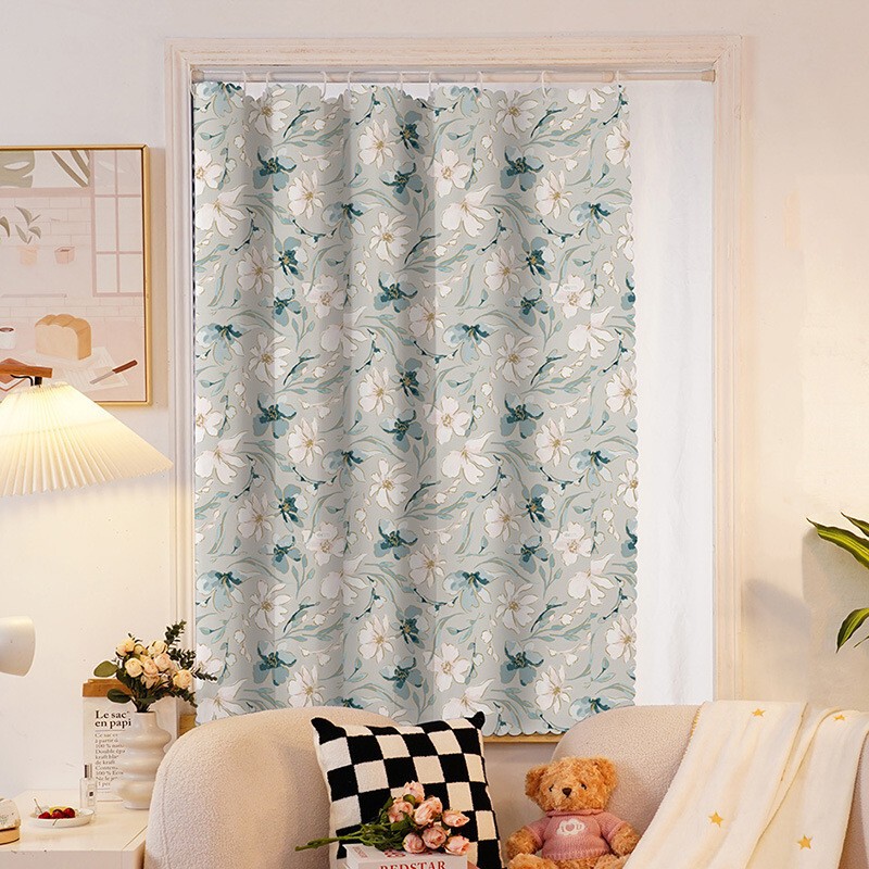Foreign Trade Ring-Type Ins-Style Blackout Curtains, Cartoon Internet Celebrity Rental House Heat Insulation and Light Blocking, One Piece with Free Shipping