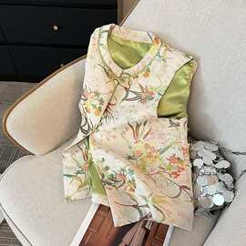 女2025质感上衣坎肩背心秋中式气扣款刺绣马甲盘搭百重工新国风小