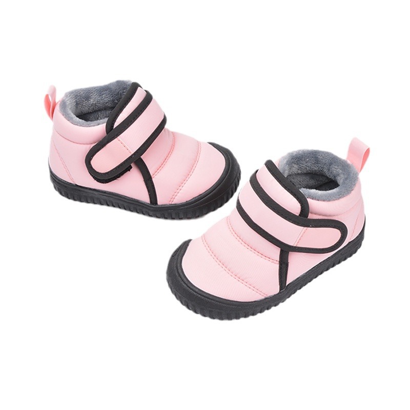 Zapatos de algodón para niños con forro polar de invierno Comercio exterior casual Fondo suave cálido botas de algodón para bebés de hombres y mujeres Velcro botas cortas para niños transfronterizas