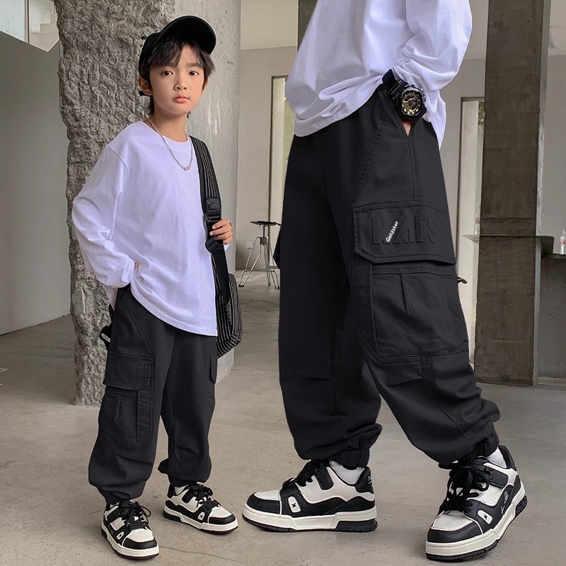 男童工装休闲裤儿童2025春秋新款中大儿童炸街男孩宽松长裤子童装|undefined