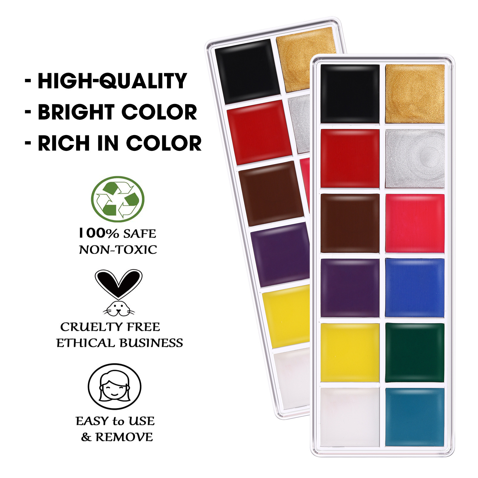 Langmanni 12-color oil-based facial makeup palette Body painting paint Saturation High DIY Face Color cream undefined