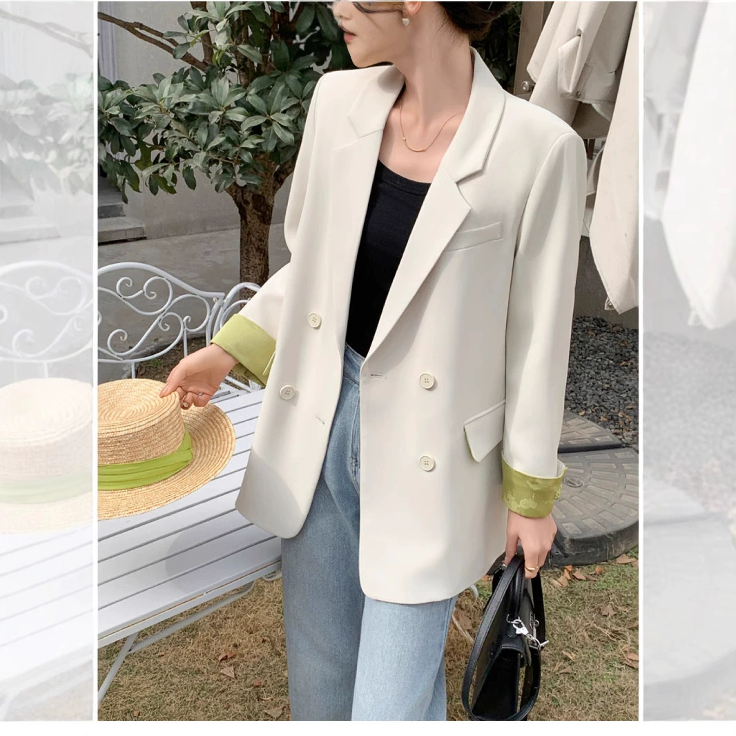 [Спот] Большой размер женский весенний и летний маленький костюм национальный стиль дизайн слегка толстый MM двубортный куртка женский 8060