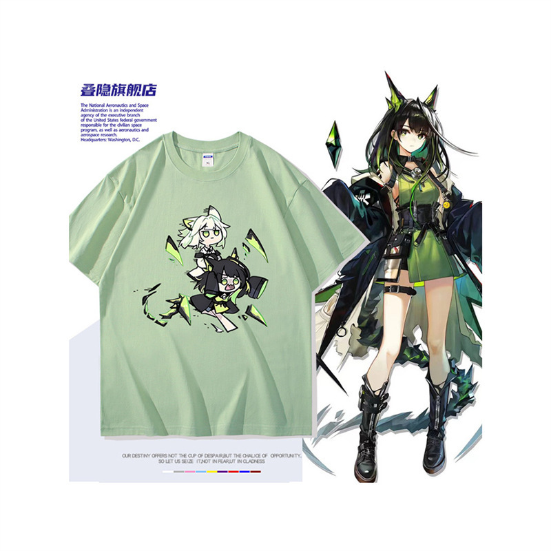 Arknights Game Peripherals Kelsey Pure Cotton Short-Sleeved T-Shirt Two-Dimensional Casual Men's and Women's Loose Clothes Large Size