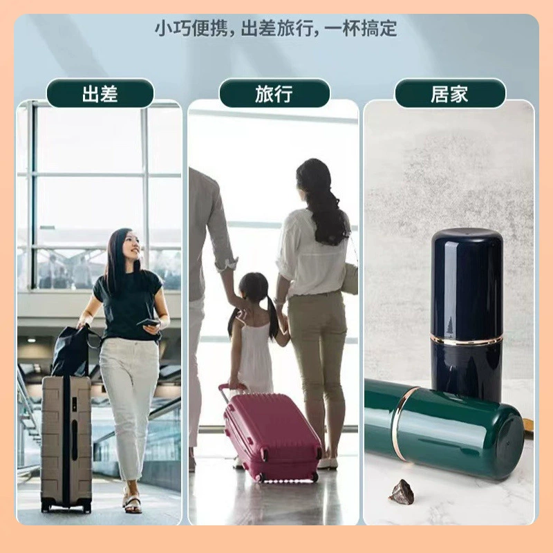 Three-in-one travel mouthwash bottle: handheld with toothbrush & toothpaste storage, light-luxury design—White/Green/Dark Blue