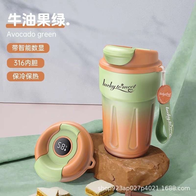 316コーヒーカップ、高見えスマート魔法瓶カップ、ステンレス製ポータブルレディースカップ、付属カップ、高級ウォーターカップ|undefined