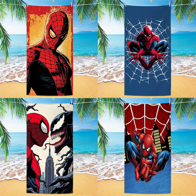 Cross-Border Foreign Trade Marvel Spider-Man Beach Towel Microfiber Double-Sided Velvet Absorbent Children's Cartoon Beach Towel Cross-Border Foreign Trade Marvel Spider-Man Beach Towel Microfiber Double-Sided Velvet Absorbent Children's Cartoon Beach Towel