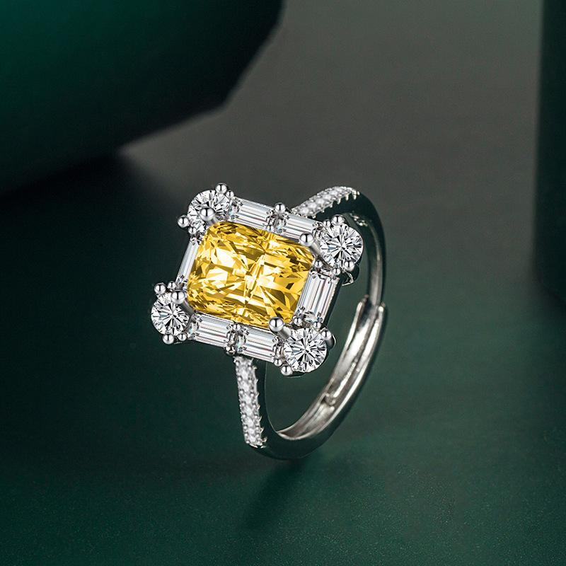 Fashion Rectangle Copper Plating Zircon Open Ring 1 Piece