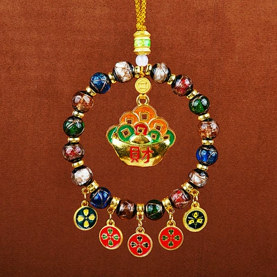 Car hanging — God of Wealth Zakilam Xizang Abacus - fragrant-ash-glazed-five-way-god-of-wealth-lucky-ingot