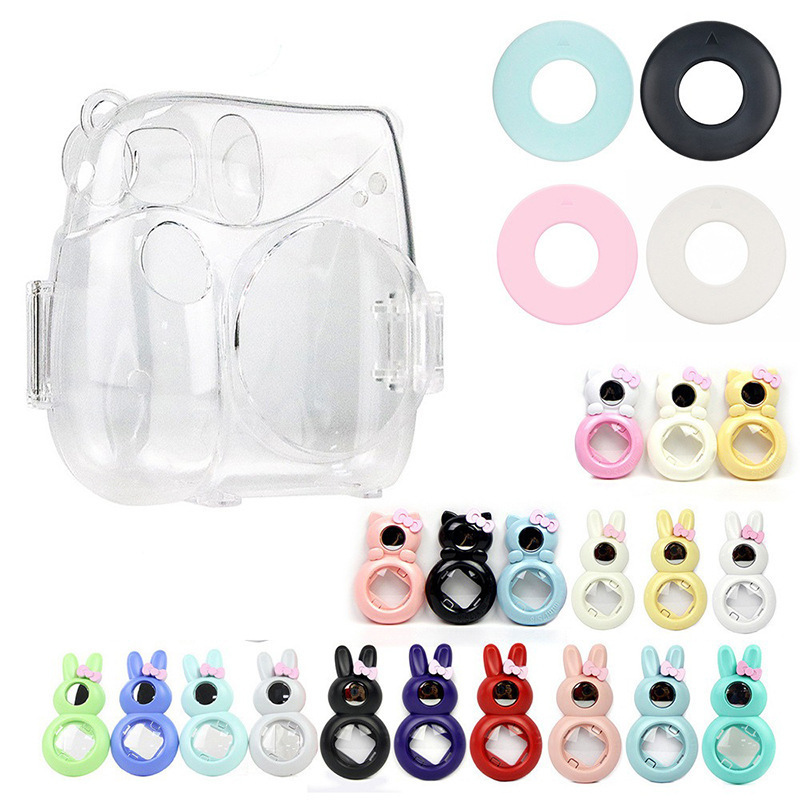 Suitable for Fuji Instax Mini7+ Instant Camera Accessories, Camera Protective Case, Selfie Mirror Auxiliary Ring, Three-Piece Set Suitable for Fuji Instax Mini7+ Instant Camera Accessories, Camera Protective Case, Selfie Mirror Auxiliary Ring, Three-Piece Set