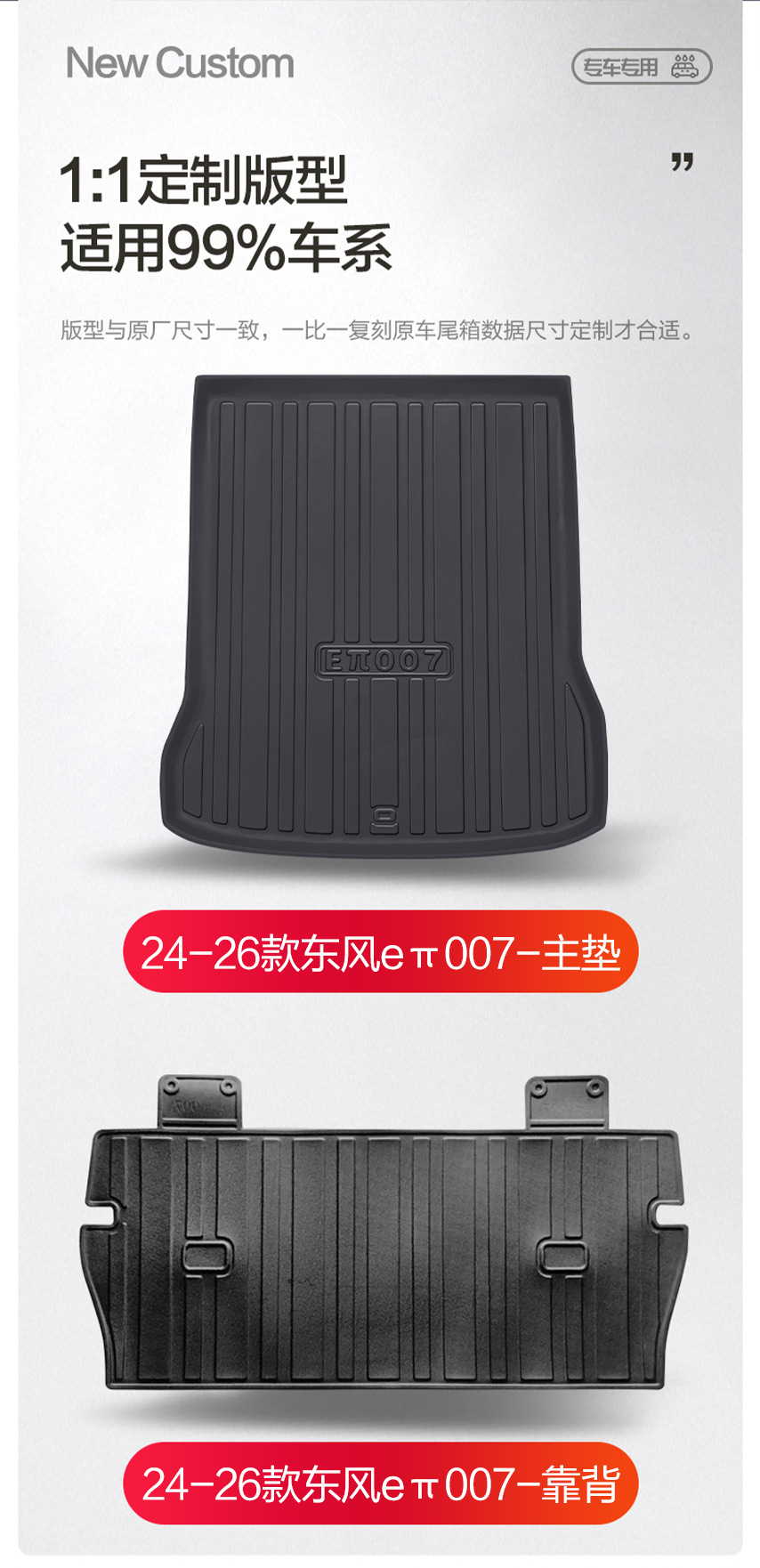 Dongfeng E-do Yipai 007 Trunk Mat Special Car Decoration Supplies Interior Modification TPE Trunk Mat