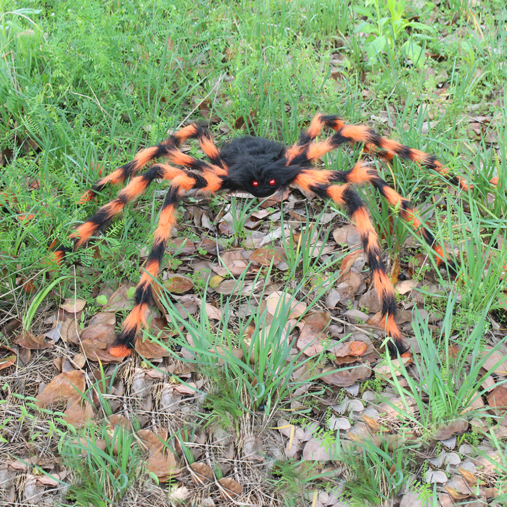 Halloween araña negra color araña peluche super gran araña fantasma fiesta patio césped lugar accesorios de decoración