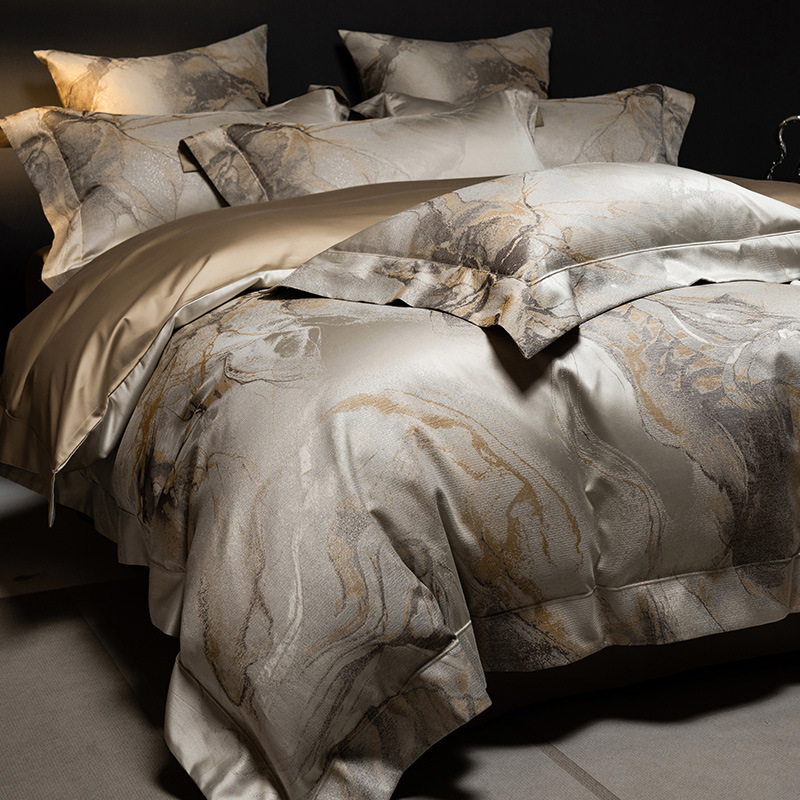 High Luxury Gilt Woven Jacquard Cotton Four-Piece Set Four-Season Long-Staple Cotton Accessible Luxury Pure Cotton Wide-Brimmed Quilt Cover Bedding
