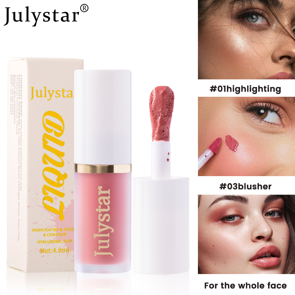 Julystar Facial Brightening High-Gloss Contouring Liquid, Lip Pearl Single Portable Moisturizing Blush Blush Wholesale undefined