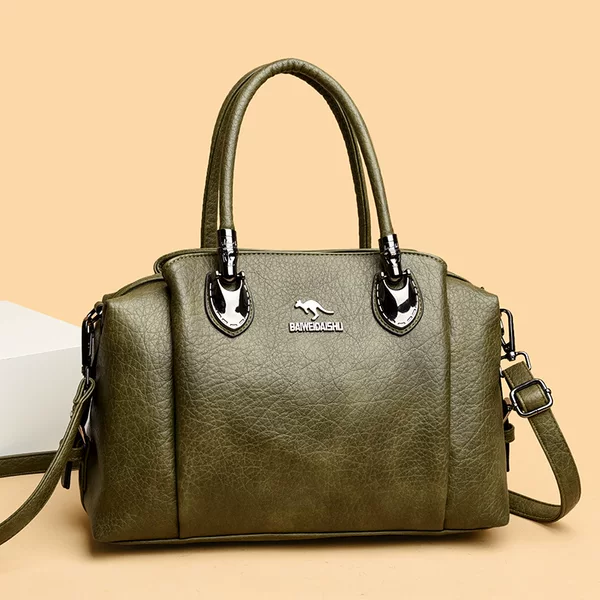 Cross-border cow wax leather Boston bag 2026 new model kangaroo leather women's bag practical ins handbag doctor messenger bag