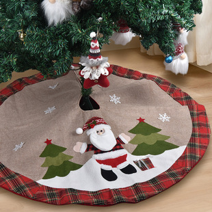 2025 Cross-Border Christmas Tree Skirt Carpet Christmas Decoration Old Man Snowman Christmas Tree Fence Base Gift
