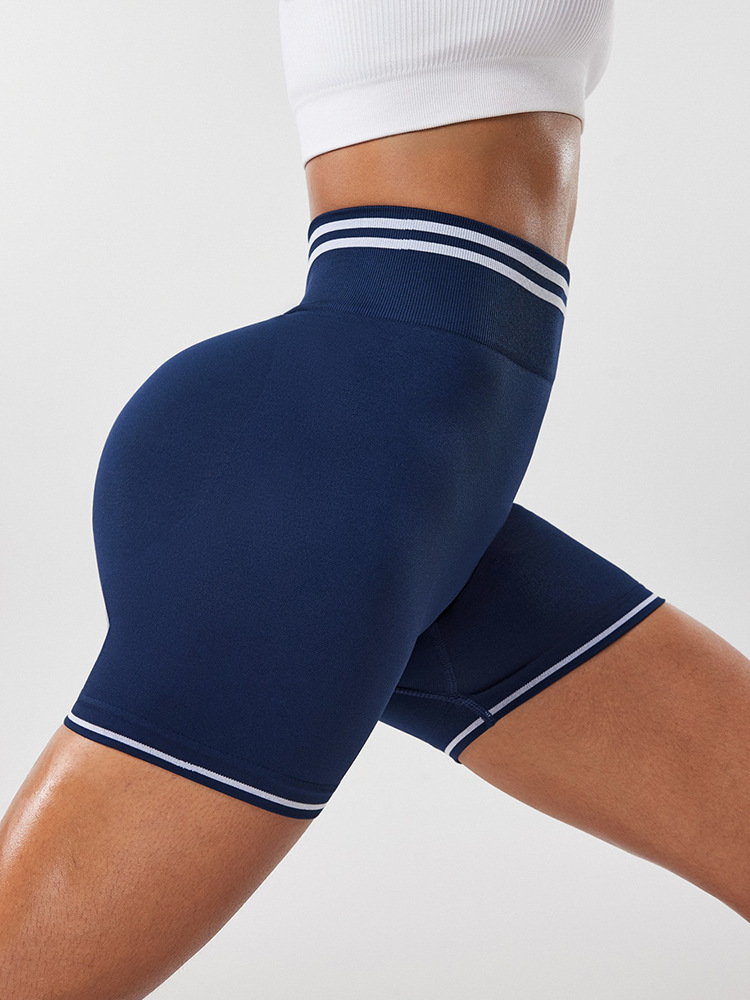 Pantalones cortos de yoga sin costuras de cintura alta de color en contraste Pantalones cortos deportivos para correr al aire libre para mujer