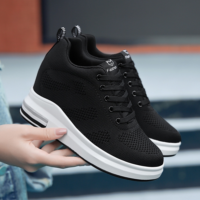 2025 New Cross-Border Inner Height Increasing Women's Shoes 8cm Summer Cut Out Breathable Mesh Sports and Casual Shoes Thick-Soled Sneakers 2025 New Cross-Border Inner Height Increasing Women's Shoes 8cm Summer Cut Out Breathable Mesh Sports and Casual Shoes Thick-Soled Sneakers