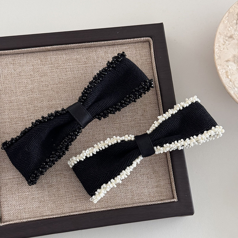 Accessoires pour cheveux de Corée du Sud, clip supérieur, bord perlé de haute qualité, élégant nœud, épingle à cheveux, pince à ressort, épingle à cheveux Dongdaemun, coiffure_voghion.com