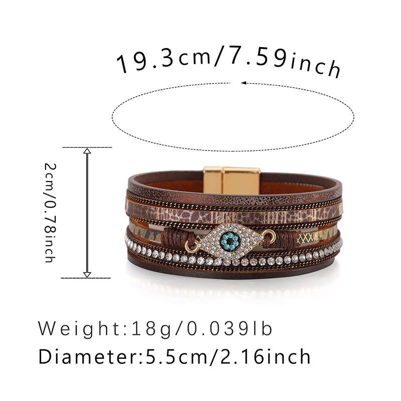 Ethnic Style Devil's Eye Pu Leather Braid Rhinestones Women's Bracelets display picture 1