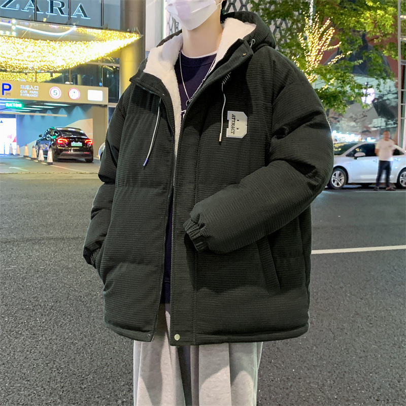 NASA羊羔绒秋冬季男士棉衣加绒厚保暖外套棉服潮流连帽羽绒棉袄子|undefined