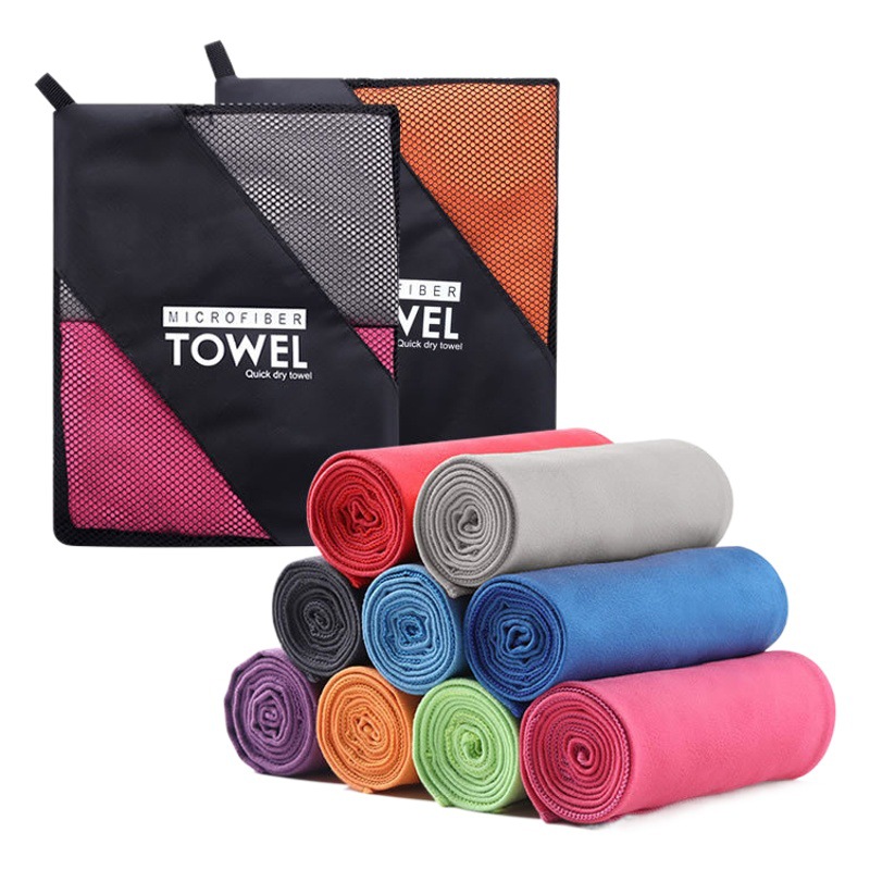 Foreign Trade Double-Sided Velvet Sports Towel, Ultra-Fine Fiber Absorbent Swimming Quick-Drying Towel, Portable Yoga Fitness Towel