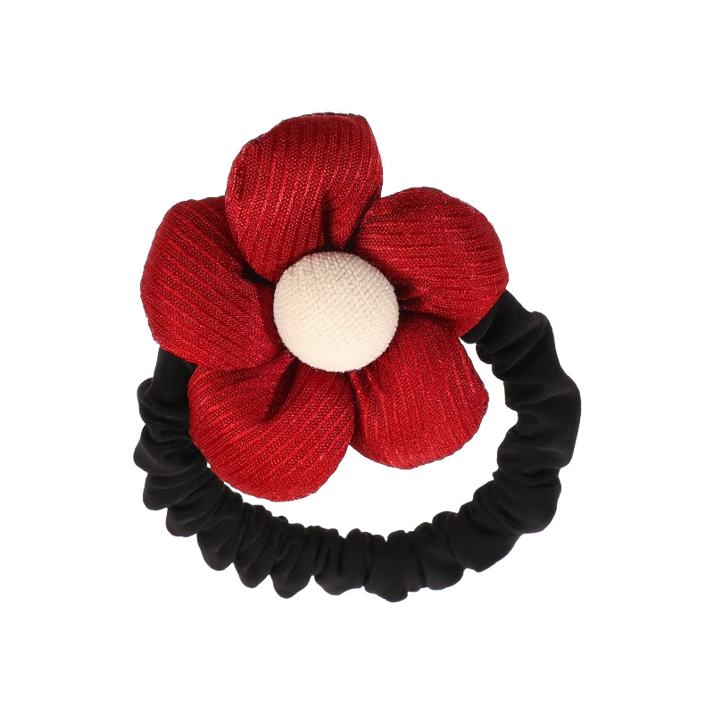 Niños Anchorá flores rojas cabello niñas lindas arco del intestino delgado anillo de cabello para saludar Año Nuevo niña pequeña cabeza de cabello adornamiento