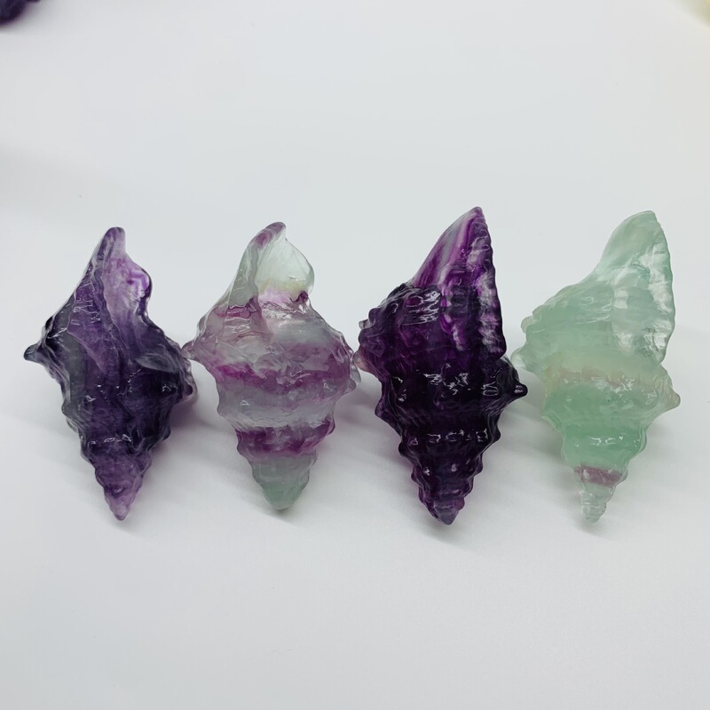 天然水晶多种材质原石雕刻海螺水晶小摆件供应 图 7