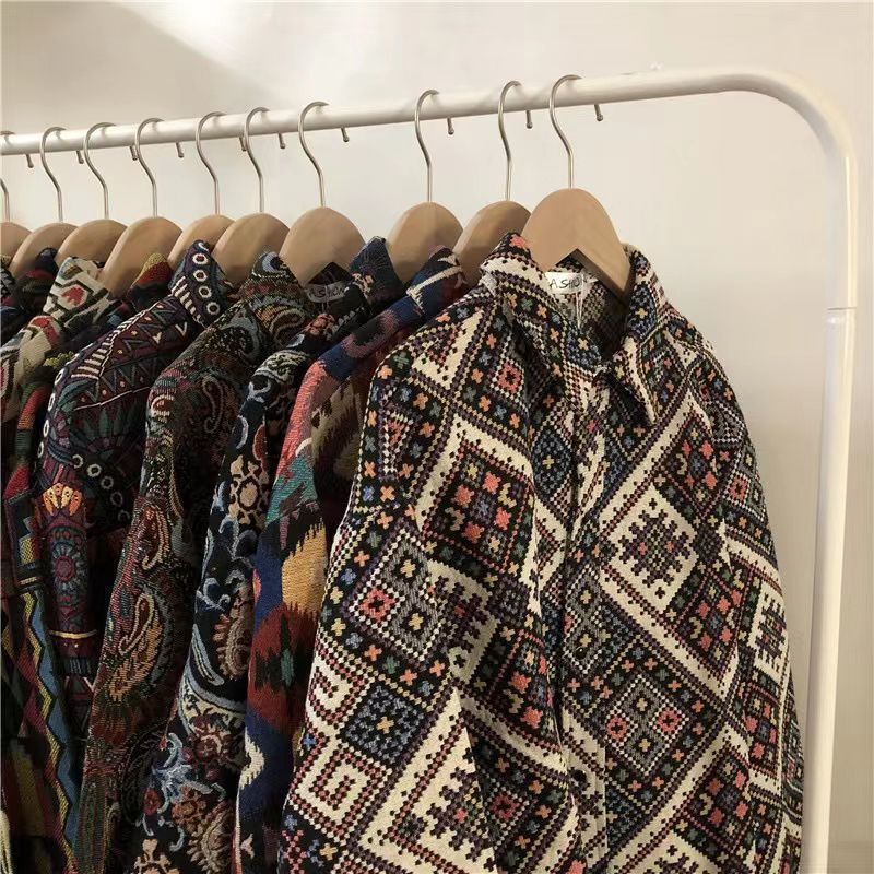 Cuban vintage12 Shirt Men's Loose Autumn and Winter Japanese Style Retro Ethnic Style Couple's Long Sleeve Shirt Jacket Cuban vintage12 Shirt Men's Loose Autumn and Winter Japanese Style Retro Ethnic Style Couple's Long Sleeve Shirt Jacket