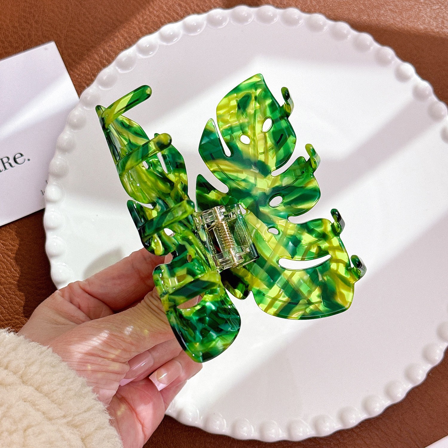 50g Weight Hair Claws Hair Accessories Type 1 Piece Quantity Home, Street Occasion Acetic acid sheets Material Leaves Pattern Women's Gender Basic, Simple Style Style Women's Basic Simple Style Leaves Acetic Acid Sheets Hair Claws 8