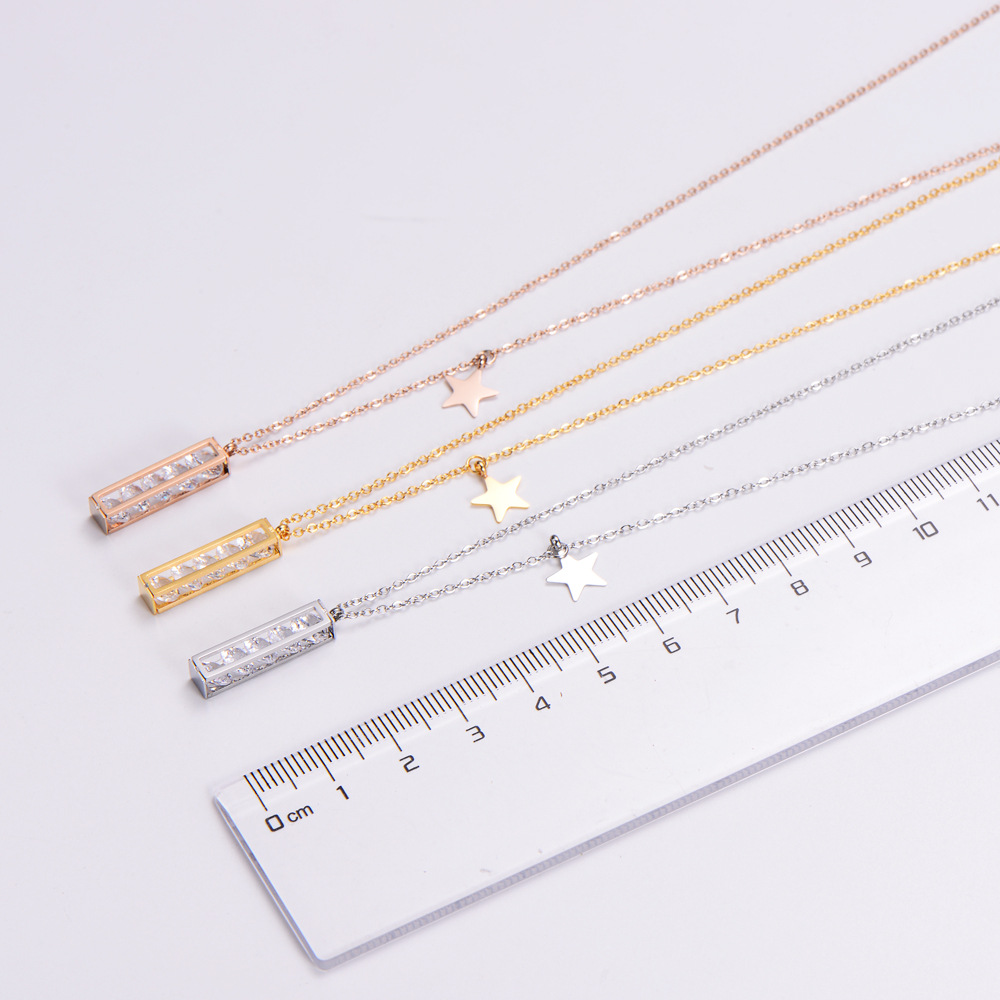Women Simple Style Star Stainless Steel Rhinestone Pendant Necklace Plating Inlay Stainless Steel Necklaces_colorza_5