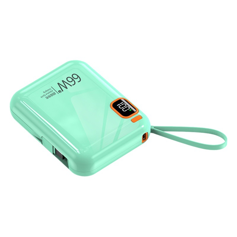 Batería Externa de 66W con Carga Rápida Bidireccional, 10000mAh de Gran Capacidad, con Cable Integrado, Mini Banco de Energía Portátil