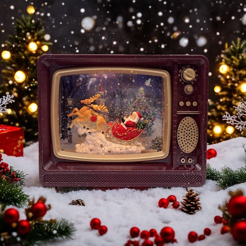 クロスボーダークリスマスギフトスノーフレーククリスタルランプテレビオルゴールオルゴール雪の装飾品クリスマス装飾|undefined