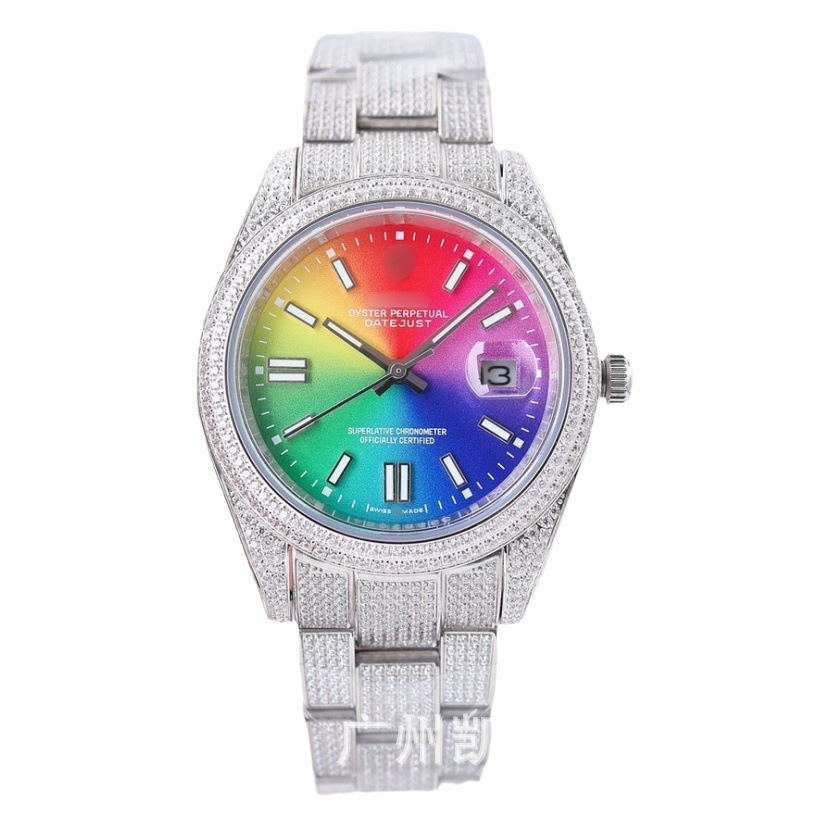 Venta directa de fábrica Lao Jia reloj mecánico de diamante completo Comercio exterior Venta caliente escala romana registro estrellado cristal diamante reloj de hombre