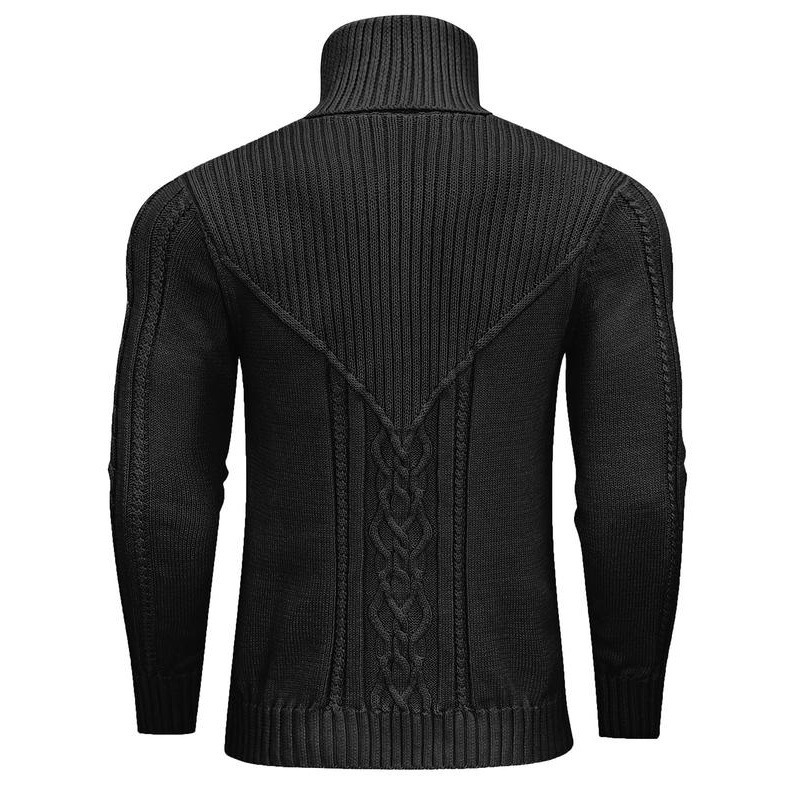 Men's Solid Color Textured Turtleneck Sweater Regular Fit|undefined