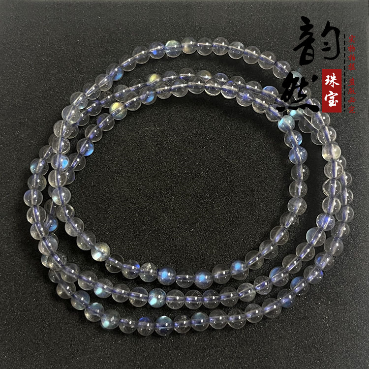 Wholesale natural gray moonstone three-circle bracelet through body pull feldspar multi-circle bracelet blue light diy with beads Wholesale natural gray moonstone three-circle bracelet through body pull feldspar multi-circle bracelet blue light diy with beads