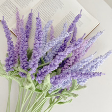 亚马逊手工编织成品花束牛奶棉薰衣草毛线花仿真花