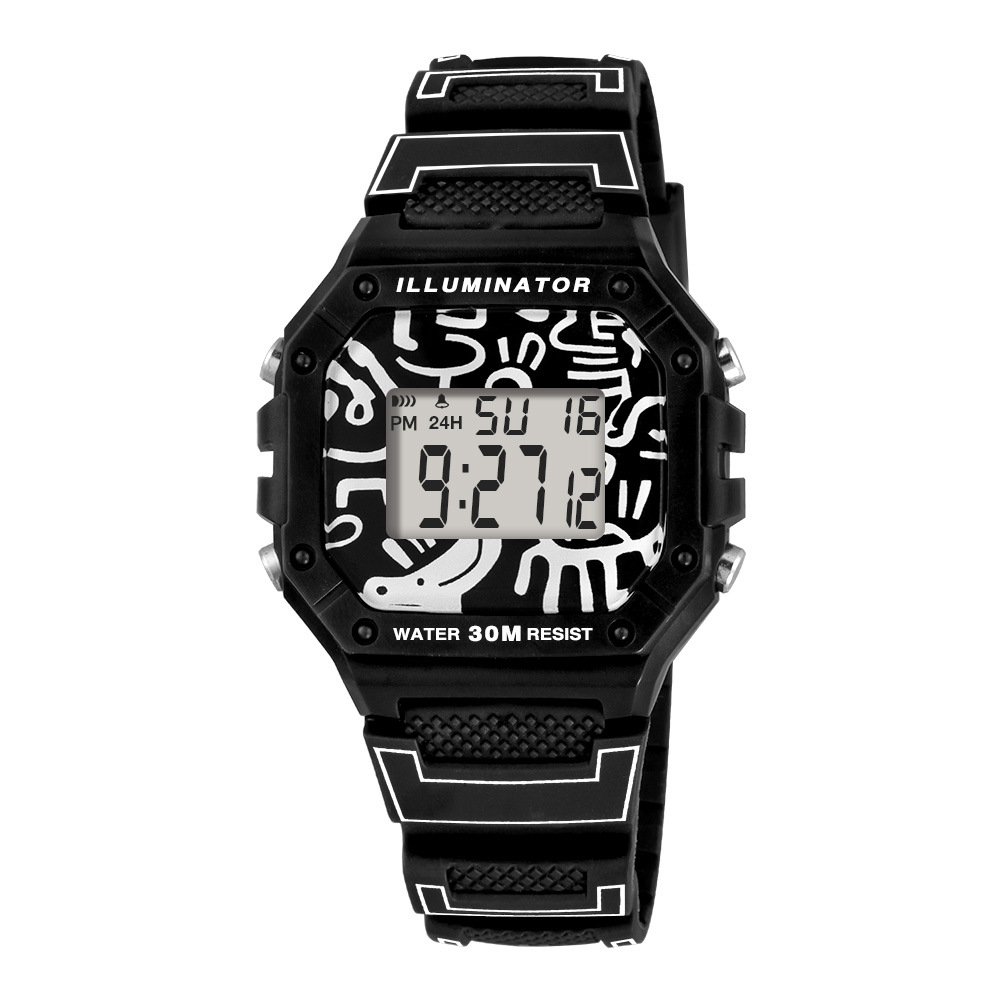 Alto valor facial simple hembra y hembra alarma de estudiantes nocturna reloj electrónico cronógrafo deportivo de escuela secundaria al por mayor