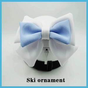 Blue/White Double Layer Bow Ski Helmet Decoration Motorcycle Riding Gear