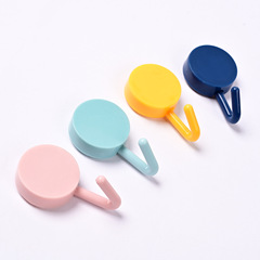 Creative adhesive hooks, strong adhesive, invisible hooks, plastic, no-drilling hooks, hangers, Nordic solid color round small hooks