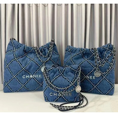 小香風水洗いダニーデニムゴミ袋カバンワンショルダー22bagショッピングバッグ菱格チェーントートバッグレディースバッグ