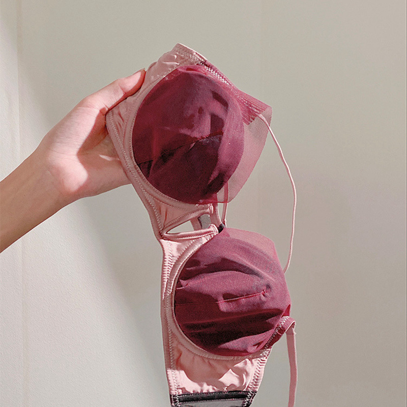 妮玫姿蕾絲薄款內衣性感透視文胸深V領帶鋼圈聚攏胸罩內衣