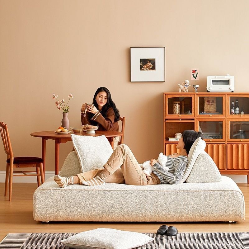 Double-Sided Sofa, Lambswool Tatami, Living Room, Small Apartment, Nordic Chaise Longue, Hotel Armless Lounge Chair, Sofa Bed